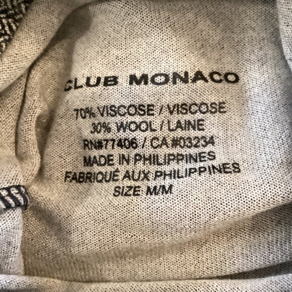 Club Monaco Turtleneck Top Size Medium Julie Houndstooth‎ Womens Wool Blend Gray - Picture 2 of 7